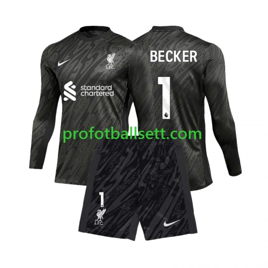Fotballdrakt Liverpool Keeper Alisson Becker 1 Barn Hjemmekit 2024-2025 Langermet