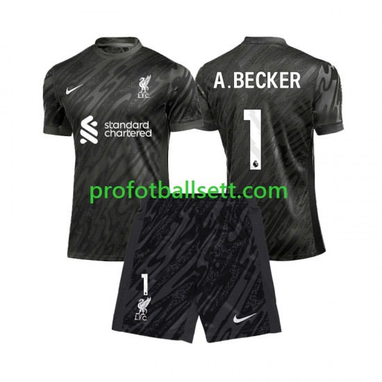 Fotballdrakt Liverpool Keeper Alisson Becker 1 Barn Hjemmekit 2024-2025 Kortermet