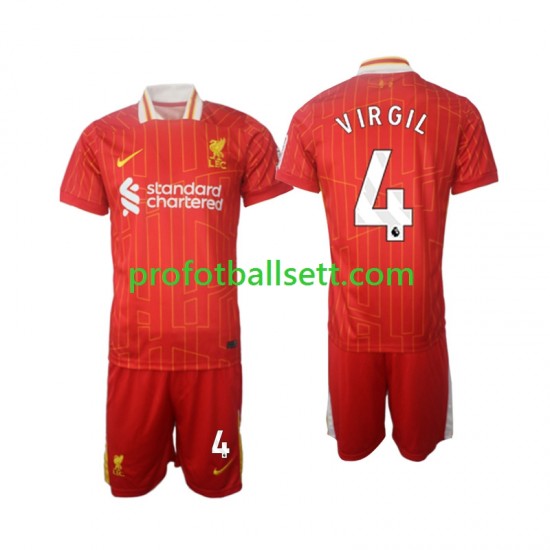 Fotballdrakt Liverpool Virgil 4 Barn Hjemmekit 2024-2025 Kortermet