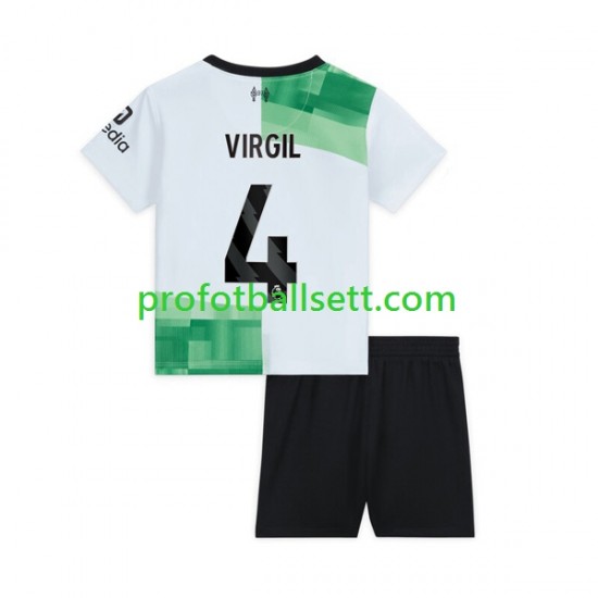 Fotballdrakt Liverpool Virgil van Dijk 4 Barn Bortekit 2023-2024 Kortermet