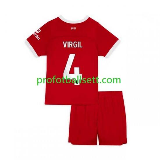 Fotballdrakt Liverpool Virgil van Dijk 4 Barn Hjemmekit 2023-2024 Kortermet