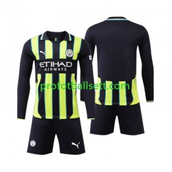 Fotballdrakt Manchester City Barn Bortekit 2024-2025 Langermet