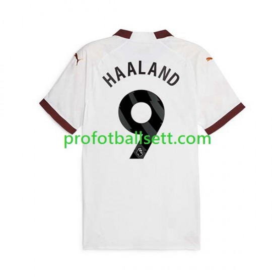 Fotballdrakt Manchester City Erling Haaland 9 Herre Bortekit 2023-2024 Kortermet