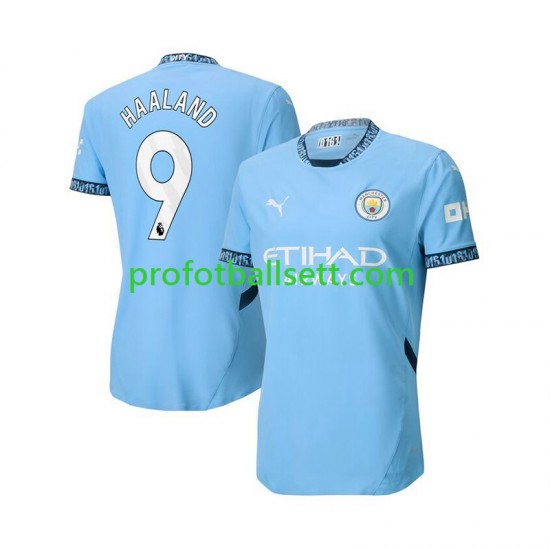 Fotballdrakt Manchester City Erling Haaland 9 Herre Hjemmekit 2024-2025 Blå Kortermet
