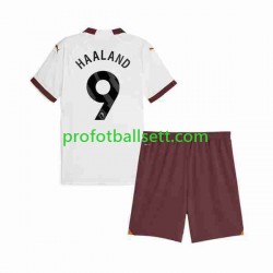 Fotballdrakt Manchester City Erling Haaland 9 Barn Bortekit 2023-2024 Kortermet