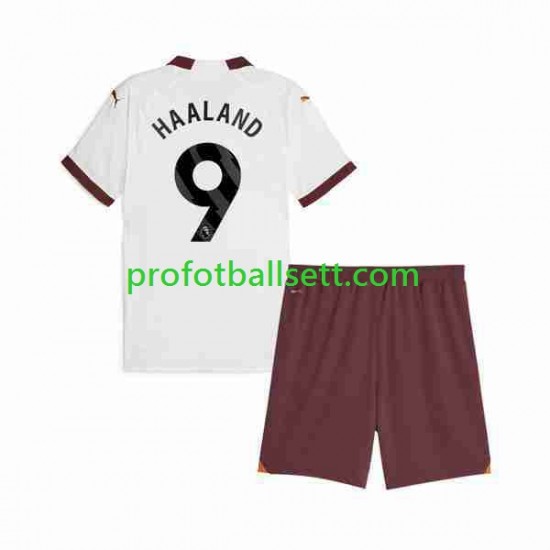 Fotballdrakt Manchester City Erling Haaland 9 Barn Bortekit 2023-2024 Kortermet