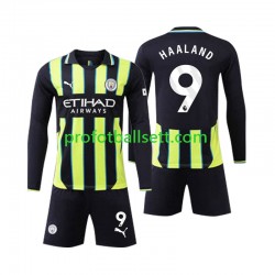 Fotballdrakt Manchester City Erling Haaland 9 Barn Bortekit 2024-2025 Langermet