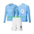 Fotballdrakt Manchester City Erling Haaland 9 Barn Hjemmekit 2024-2025 Langermet