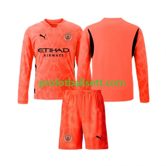 Fotballdrakt Manchester City Keeper Barn Bortekit 2024-2025 Langermet