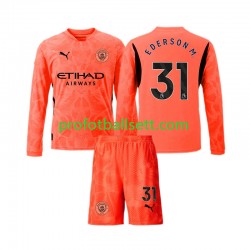 Fotballdrakt Manchester City Keeper Ederson Moraes 31 Barn Bortekit 2024-2025 Langermet