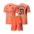 Fotballdrakt Manchester City Keeper Ederson Moraes 31 Barn Bortekit 2024-2025 Kortermet