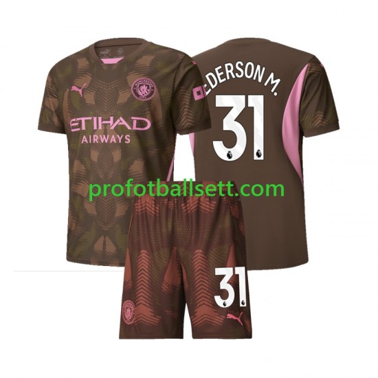 Fotballdrakt Manchester City Keeper Ederson Moraes 31 Barn Hjemmekit 2024-2025 Kortermet