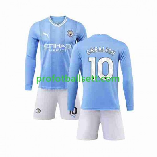 Fotballdrakt Manchester City Grealish 10 Barn Hjemmekit 2023-2024 Langermet