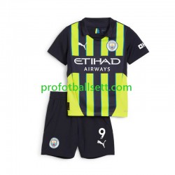 Fotballdrakt Manchester City Haaland 9 Barn Bortekit 2024-2025 Kortermet