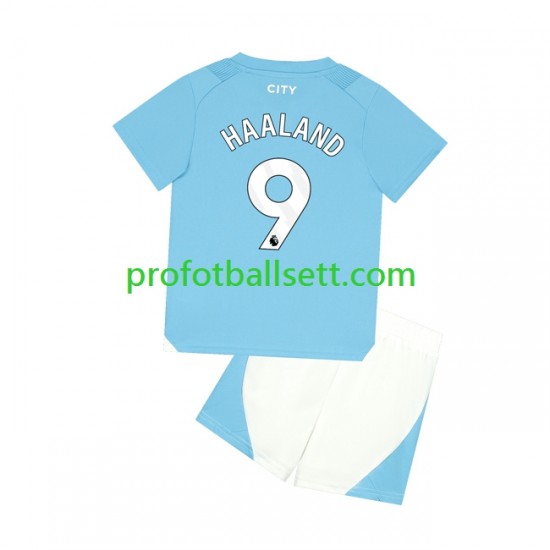 Fotballdrakt Manchester City Haaland 9 Barn Hjemmekit 2023-2024 Kortermet