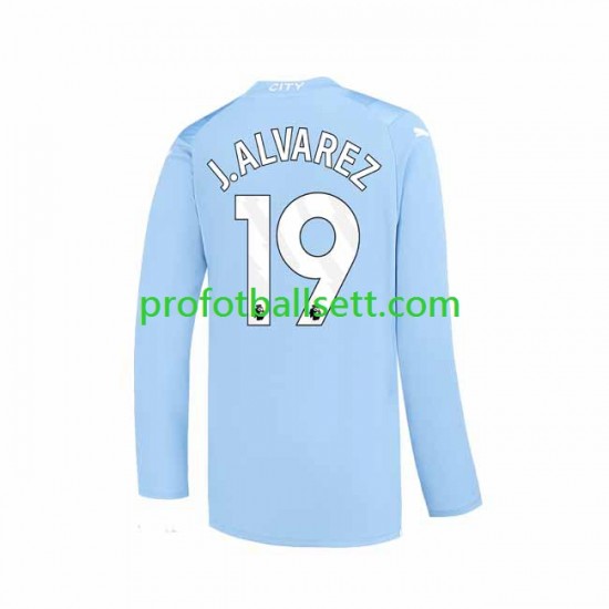 Fotballdrakt Manchester City J. ALVAREZ 19 Herre Hjemmekit 2023-2024 Langermet