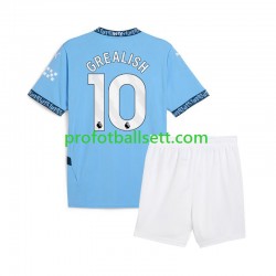Fotballdrakt Manchester City Jack Grealish 10 Barn Hjemmekit 2024-2025 Blå Kortermet