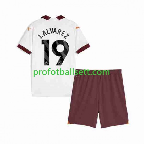 Fotballdrakt Manchester City Julian Alvarez 19 Barn Bortekit 2023-2024 Kortermet