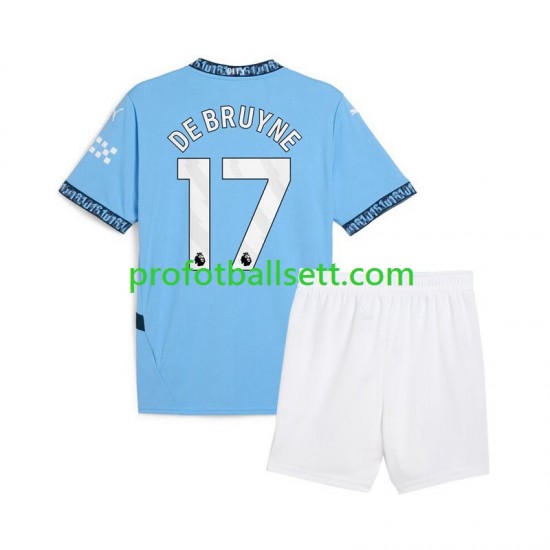 Fotballdrakt Manchester City Kevin De Bruyne 17 Barn Hjemmekit 2024-2025 Blå Kortermet