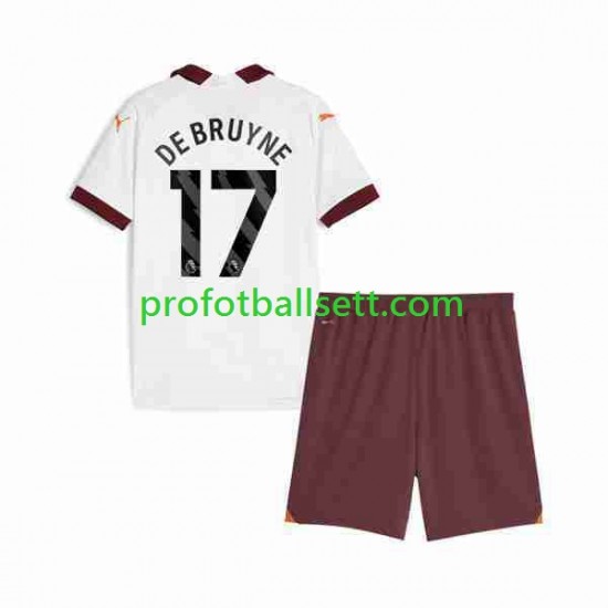 Fotballdrakt Manchester City Kevin De Bruyne 17 Barn Bortekit 2023-2024 Kortermet