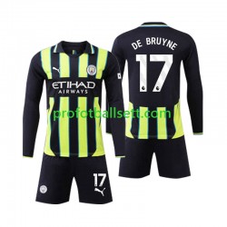 Fotballdrakt Manchester City Kevin De Bruyne 17 Barn Bortekit 2024-2025 Langermet