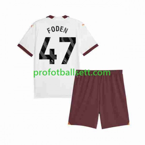 Fotballdrakt Manchester City Phil Foden 47 Barn Bortekit 2023-2024 Kortermet