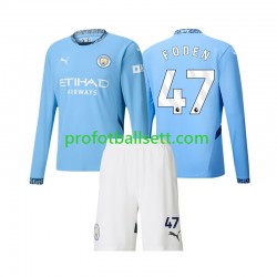 Fotballdrakt Manchester City Phil Foden 47 Barn Hjemmekit 2024-2025 Langermet