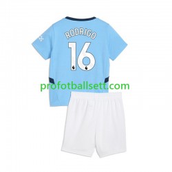 Fotballdrakt Manchester City RODRIGO 16 Barn Hjemmekit 2024-2025 Kortermet