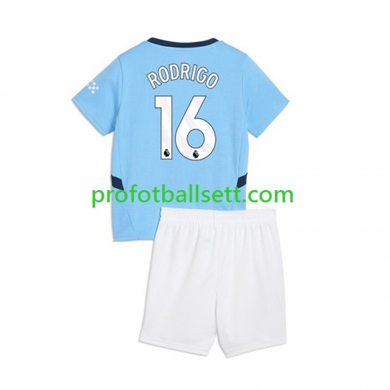 Fotballdrakt Manchester City RODRIGO 16 Barn Hjemmekit 2024-2025 Kortermet