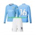 Fotballdrakt Manchester City Rodri 16 Barn Hjemmekit 2024-2025 Langermet