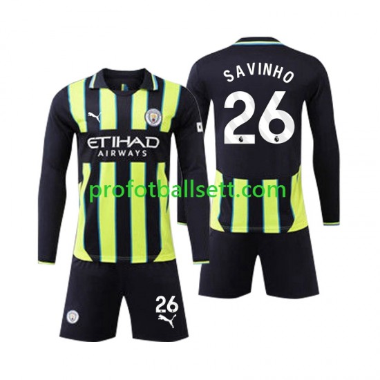 Fotballdrakt Manchester City Savinho 26 Barn Bortekit 2024-2025 Langermet