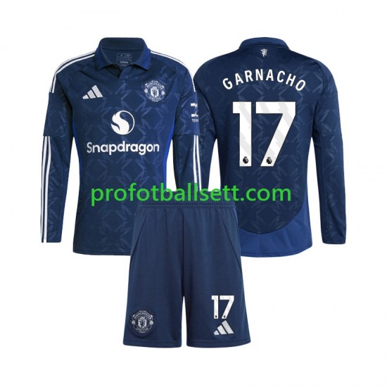 Fotballdrakt Manchester Utd Alejandro Garnacho 17 Barn Bortekit 2024-2025 Langermet