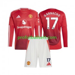 Fotballdrakt Manchester Utd Alejandro Garnacho 17 Barn Hjemmekit 2024-2025 Langermet