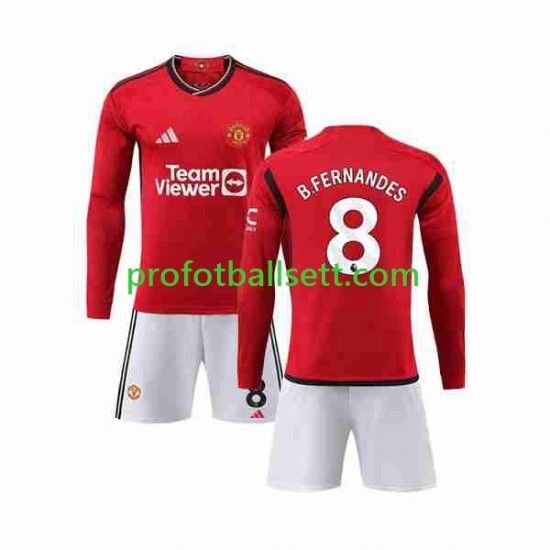 Fotballdrakt Manchester Utd B Fernandes 8 Barn Hjemmekit 2023-2024 Langermet