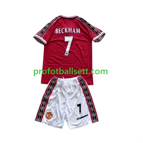 Retro Fotballdrakt Manchester Utd Beckham 7 Barn Hjemmekit 1998-1999 Kortermet