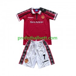 Retro Fotballdrakt Manchester Utd Beckham 7 Barn Hjemmekit 1998-1999 Kortermet