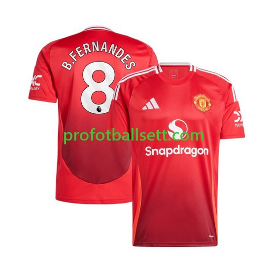Fotballdrakt Manchester Utd Bruno Fernandes 8 Herre Hjemmekit 2024-2025 Rød Kortermet