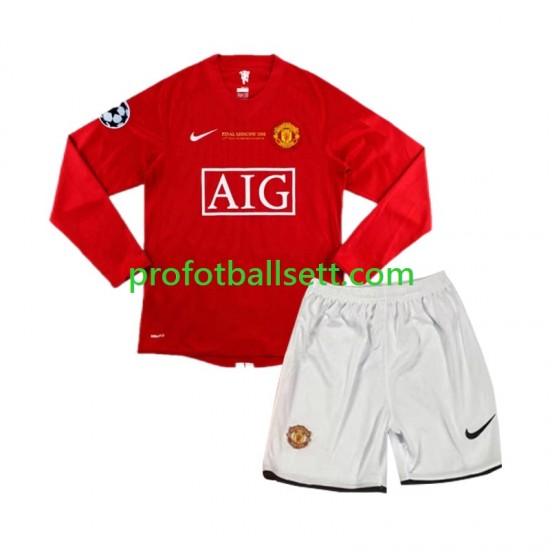 Retro Fotballdrakt Manchester Utd Champion League 2007 Barn Hjemmekit Langermet