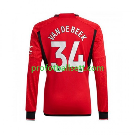 Fotballdrakt Manchester Utd Donny van de Beek 34 Herre Hjemmekit 2023-2024 Langermet