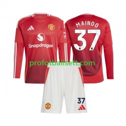 Fotballdrakt Manchester Utd Kobbie Mainoo 37 Barn Hjemmekit 2024-2025 Langermet