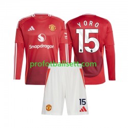 Fotballdrakt Manchester Utd Leny Yoro 15 Barn Hjemmekit 2024-2025 Langermet
