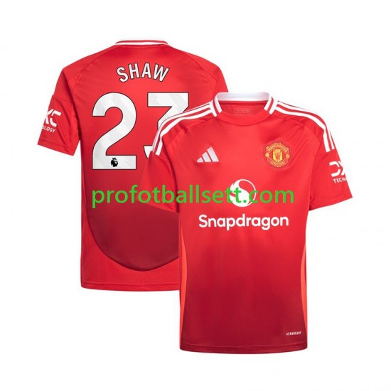 Fotballdrakt Manchester Utd Luke Shaw 23 Herre Hjemmekit 2024-2025 Rød Kortermet