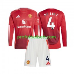 Fotballdrakt Manchester Utd Matthijs de Ligt 4 Barn Hjemmekit 2024-2025 Langermet