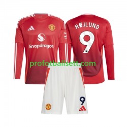 Fotballdrakt Manchester Utd Rasmus Hojlund 9 Barn Hjemmekit 2024-2025 Langermet