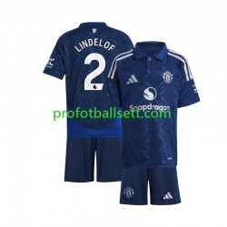 Fotballdrakt Manchester Utd Victor Lindelof 2 Barn Bortekit 2024-2025 Rød Kortermet