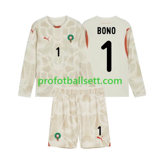 Fotballdrakt Marokko Keeper Yassine Bounou 1 Barn Bortekit 2024 Langermet