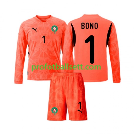 Fotballdrakt Marokko Keeper Yassine Bounou 1 Barn Hjemmekit 2024 Langermet