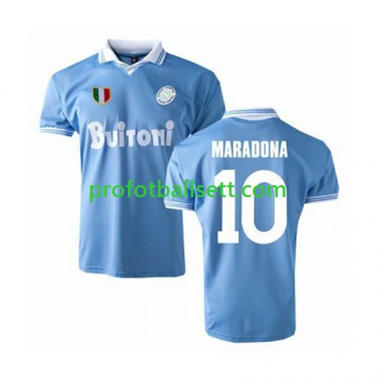 Retro Fotballdrakt Napoli MARADONA 10 1986 Herre Hjemmekit Kortermet
