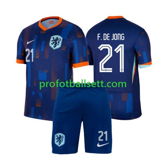 Fotballdrakt Nederland Frenkie de Jong 21 Barn Bortekit Euro 2024 Kortermet