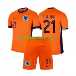 Fotballdrakt Nederland Frenkie de Jong 21 Barn Hjemmekit Euro 2024 Kortermet